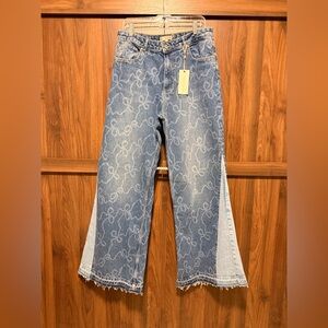 NWT LoveShackFancy Ambrina Bow Jeans, Size 32